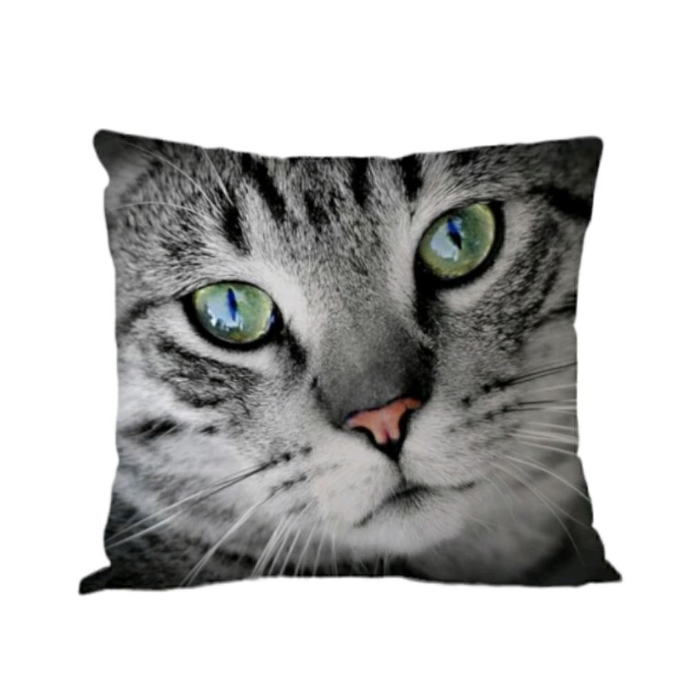 Kitty Cat Face Design Zippered Pillowcase for Accent Pillow 17.7" x 17.7"
